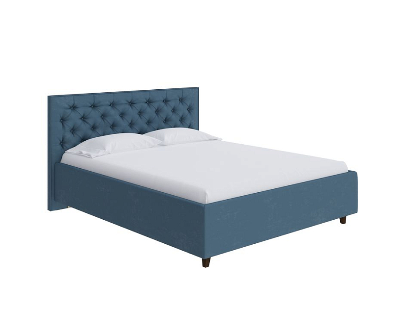 Кровать Teona 120x200 Ткань: Микрофибра Diva Синий - Кровать с высоким изголовьем, украшенным благородной каретной пиковкой.