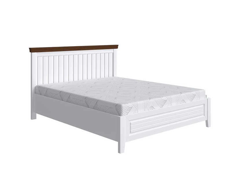 Кровать Olivia 160x220 Массив (сосна) Белая эмаль/Мокко (сосна) - Кровать из массива с контрастной декоративной планкой.