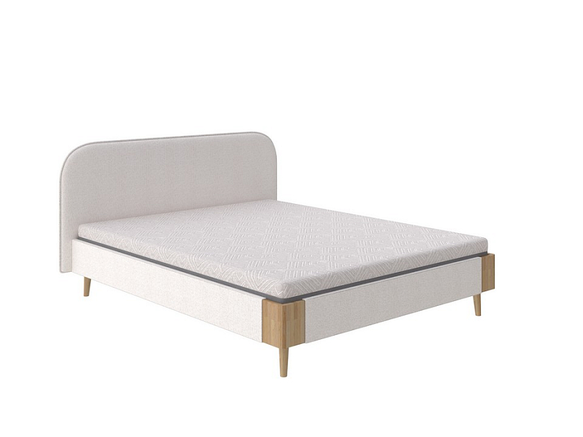 Кровать Lagom Plane Soft 160x200 Ткань/Массив Beatto Шампань/Масло-воск Natura (бук) - Оригинальная кровать в обивке из мебельной ткани.