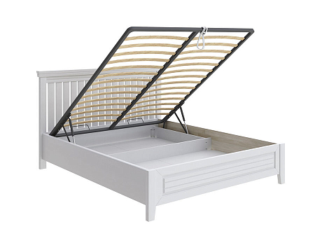 Кровать Кинг Сайз Olivia с подъемным механизмом - Кровать с подъёмным механизмом из массива с контрастной декоративной планкой.